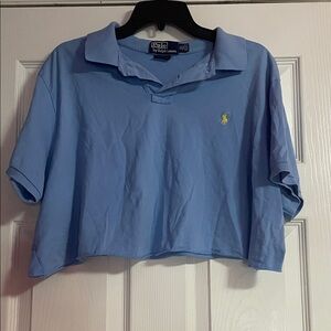Ralph Lauren Light Blue Cropped Polo Top